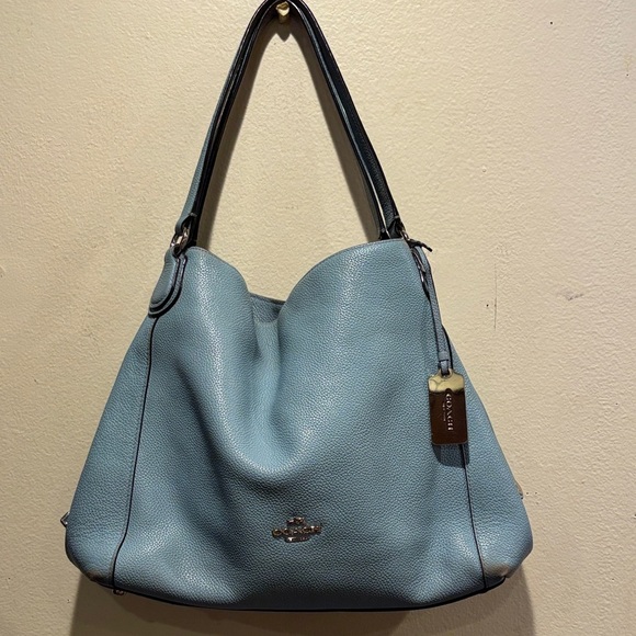 Coach Handbags - Coach Light Blue Leather Shoulder Bag